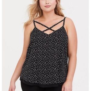 Torrid Black Ditsy Star Chiffon Crisscross Double
Layer Swing Cami 2X